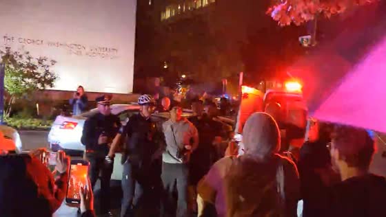Pro-Palestinian protesters dispersed at GWU campus; first student arrested