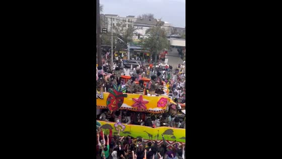 Crowds celebrate Mardi Gras parade despite weather threat in New Orleans, USA