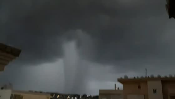 Massive waterspout forms off the coast during severe storm in Almuñécar, Spain