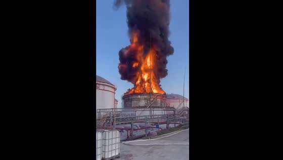 Drone strike suspected as cause of fire at oil depot in Krasnodar Territory, Russia