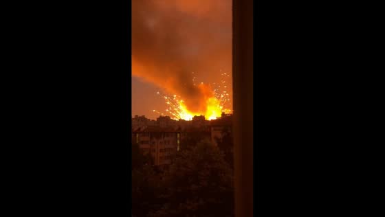 Massive explosion follows missile strike in Kyiv, Ukraine