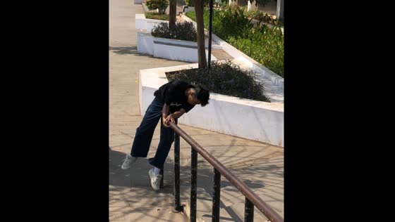 Skateboarder falls on bar in West Karawang, Indonesia