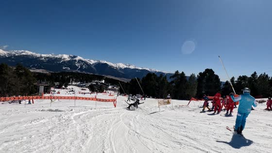 Ski skater collides with another skier on slope in Font Romeu Odeillo Via, France