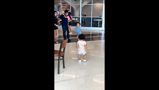 Child joins in hugging moment as family reunites with father in Fayetteville, North Carolina