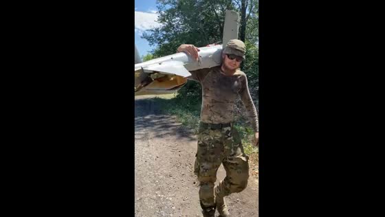 Defiant valor: Ukrainian soldier reclaims skies, capturing downed Russian eagle drone