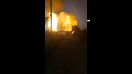 Gas pipeline fire and explosions light up night sky in Dagestan, Russia