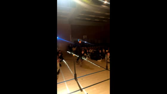 Skater loses balance and falls in front of crowd in Oulu, Finland