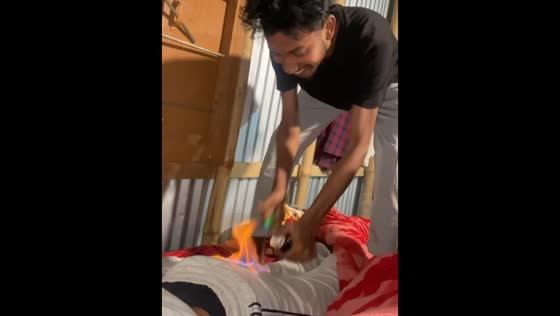 Man's prank with flammable liquid startles sleeping friend in Guwahati, India