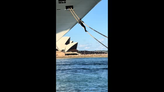 Man caught climbing cruise ship via mooring rope in Sydney, Australia