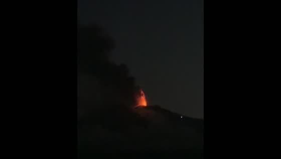 Mount Etna eruption captured from Castelmola, Italy