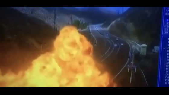 Truck carrying paint products overturns and explodes in Uzbekistan