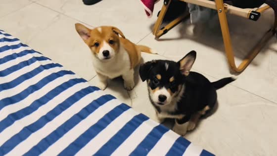 Puppies strike funny pose after being called in Shandong, China