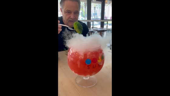 Dad orders broccoli at Sugar Factory while dessert steals the show in Miami, Florida, USA