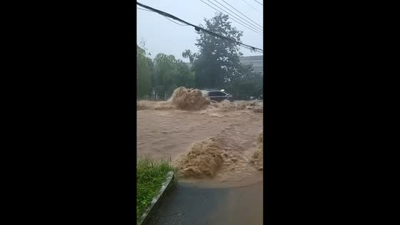 Typhoon Dolphin triggers powerful flash flooding and sweeps through roads in Jiangsu, China