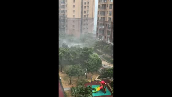 Powerful storm lashes high-rise residential area in Guangdong, China
