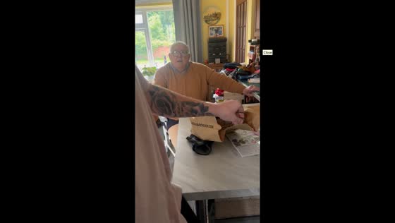 Surprise homecoming visit in Otterburn, Northumberland, England, UK