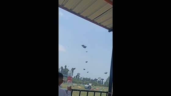 Sudden whirlwind sends dozens of camping tents flying near Mount Sumbing, Indonesia