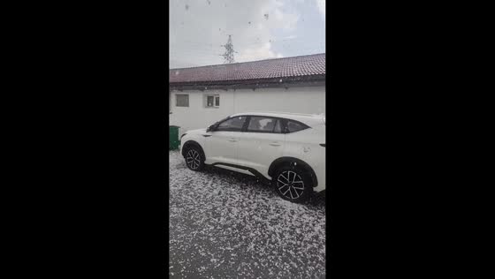 Large hail blankets streets during severe storm in Hebei, China