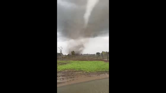 Large tornado touches down near Chillán Viejo, Chile