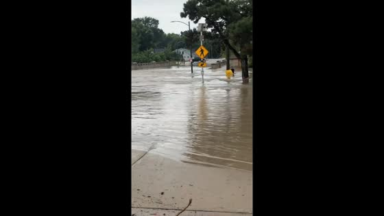 Flooding near Hart Park in Wauwatosa, Wisconsin, USA