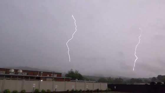 Lightning flashes repeatedly across stormy sky in Huntsville, Alabama, USA