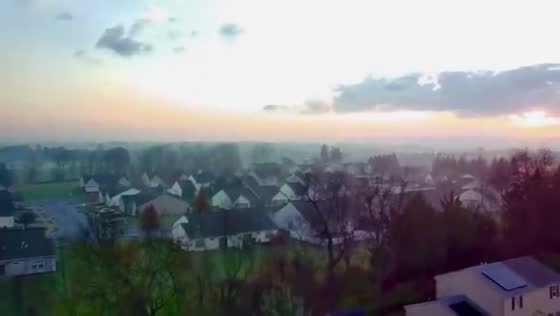 Drone captures patchy fog reducing visibility in Pennsylvania, USA