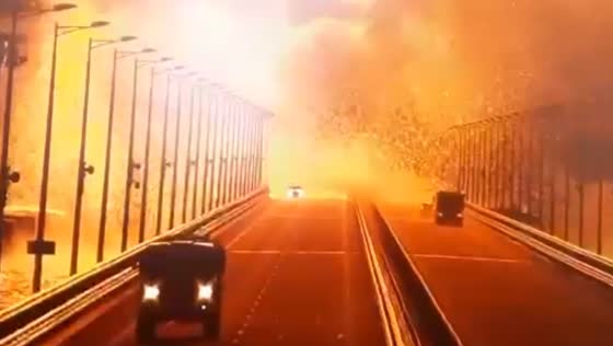 Two spans of the Crimean bridge collapsed as a result of a truck explosion