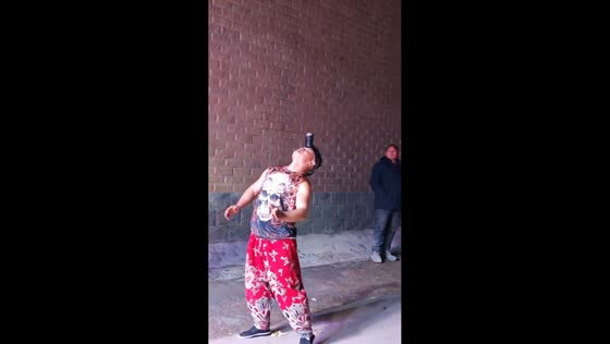 Man catches heavy stone ball on head during performance in Henan, China