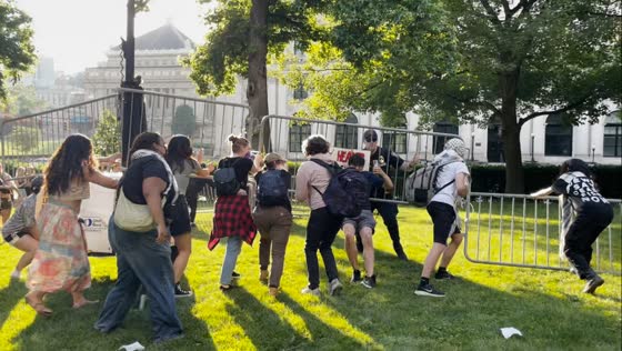 Pro-Palestine protesters overpower police, topple barrier in Pittsburgh