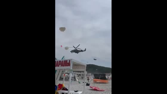 Military helicopter causes chaos on Tuapse Beach