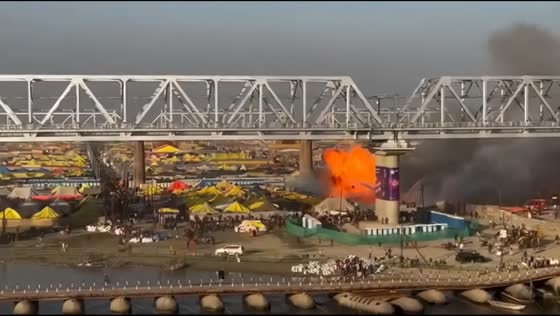Fire breaks out after gas cylinder explosion in Prayagraj, India