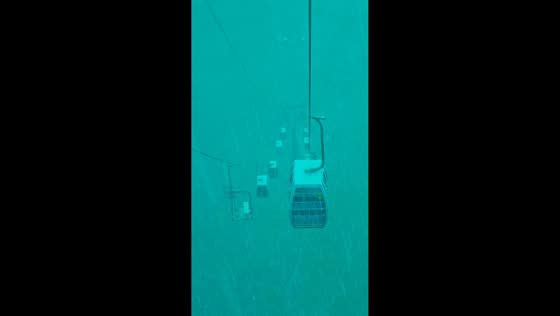 Cable car passengers caught in heavy rain and hail in Ulanqab, China
