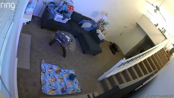 Woman loses balance and slides down staircase inside home in Connecticut, USA