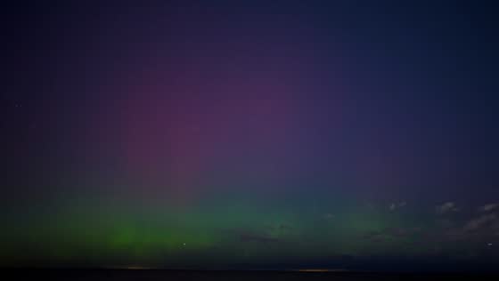 Northern lights shimmer over Lake Erie in Ohio, USA