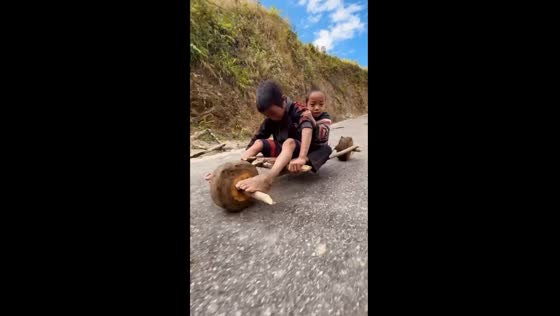 Thrilling adventures downhill: handmade wooden toy car excitement in Arunachal Pradesh