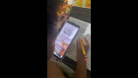 Child showcases impressive tracing and drawing skills using smartphone app