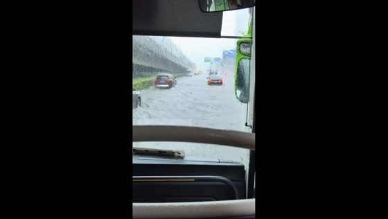 Severe flooding submerges streets in Wuxi during Typhoon Dolphin in Jiangsu, China