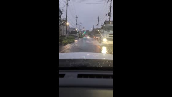 Torrential rain floods streets between Usui and Sakura in Chiba, Japan