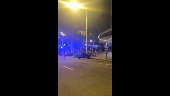 Police respond to violent clashes during youth protest in Barcelona, Spain