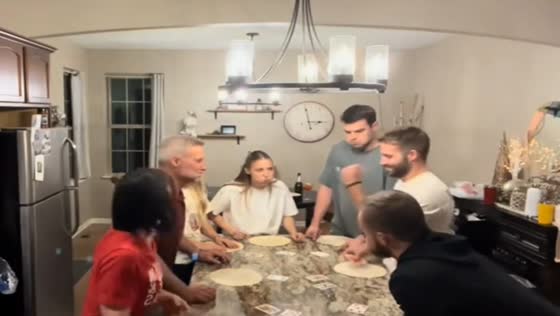 Family plays Christmas games in Ankeny, Iowa, USA