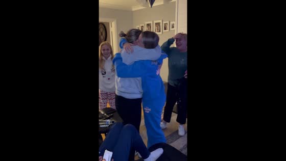 Woman surprises family after returning from Australia in Dublin, Ireland