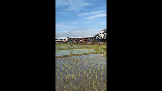 Train derailment chaos: PLH Bandung Raya Local Train & Turangga train incident caught on camera