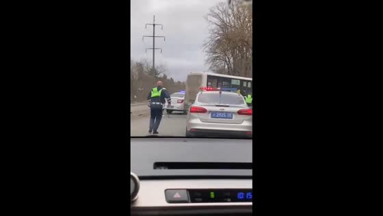 Stolen minibus crashes after police chase in Moscow, Russia