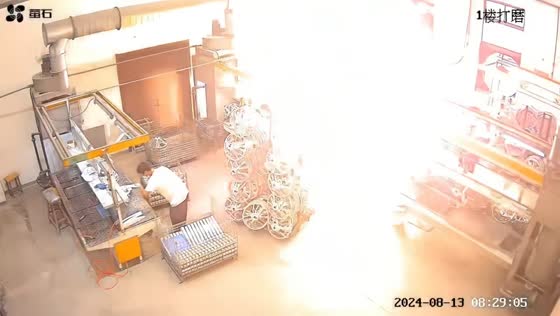 Industrial blasting machine explosion injures workers in Zhejiang, China