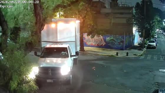 Pickup truck becomes stuck after hitting tree branch in Mexico