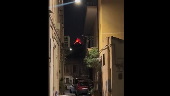 Mount Etna eruption captured from Catania apartment