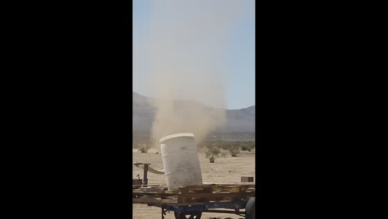 Dust devil grows near glampground construction site in Mohave, Arizona, USA