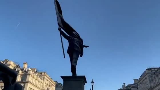 Banksy reveals mysterious statue installation in Waterloo Place, London