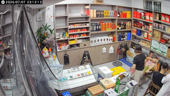 Woman jumps onto chair after mouse runs through store in Guangdong, China