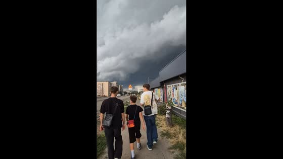 Hurricane-force storm batters Aksai with destructive winds and heavy rain in Rostov Oblast, Russia